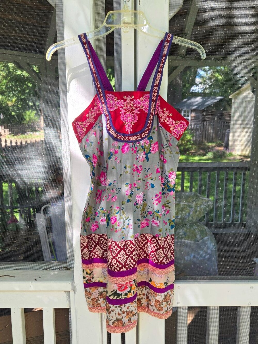 Boho Mixed Floral Patchwork Scallop Border Mini